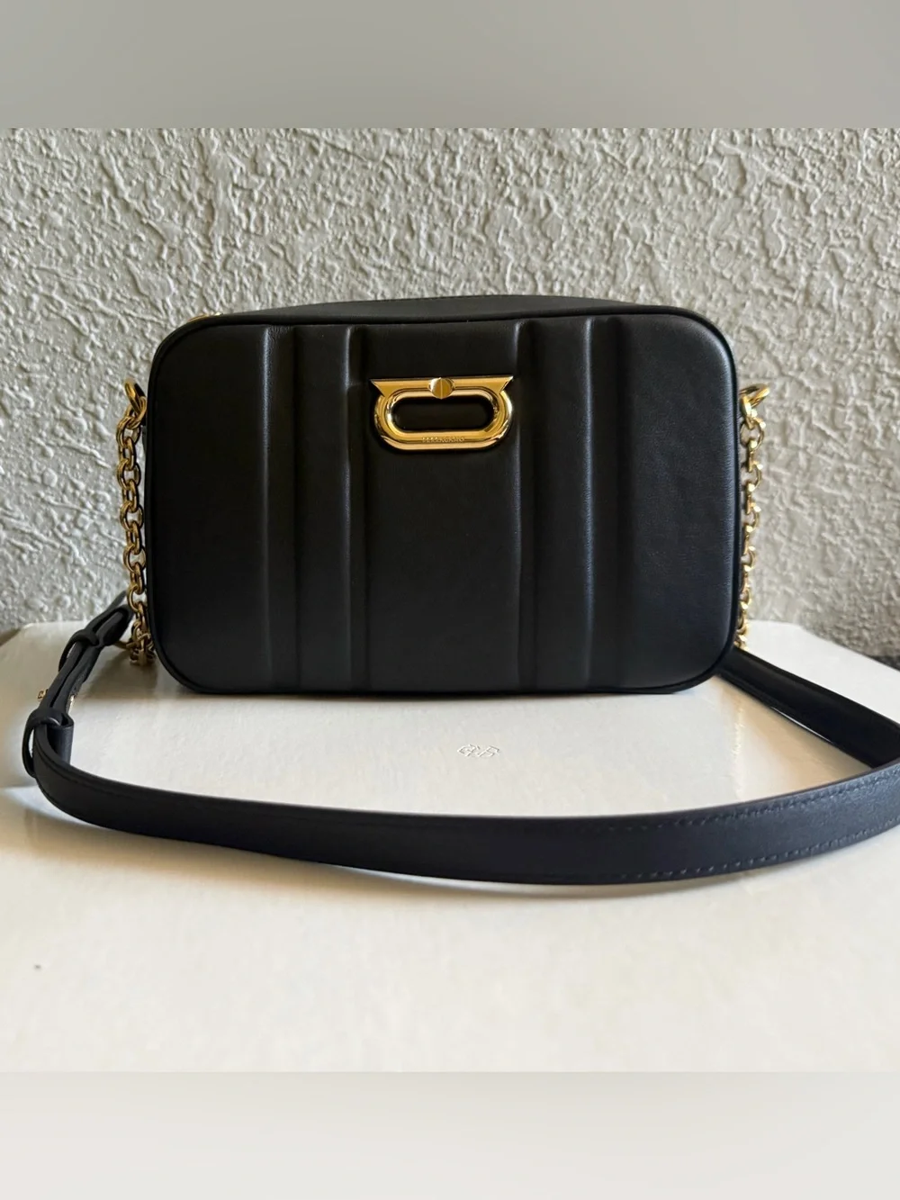 NWT FERRAGAMO CC Embosse Quilted Leather Crossbody